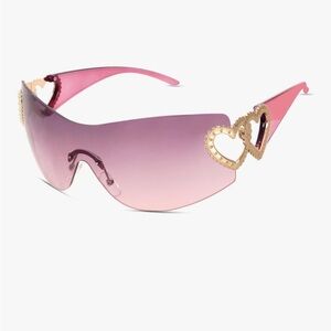 Y2K rhinestone sunglasses with pink lenses and pink arms brand new